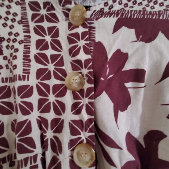 Olivaceous Smocked Elastic Waist Maroon Floral Boho Mini Dress Size S - Picture 4 of 11